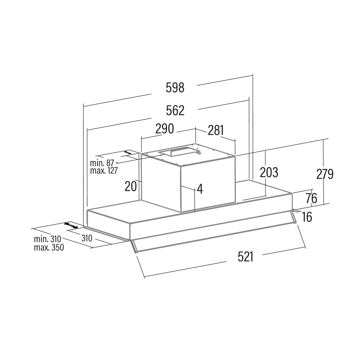Hotă Convențională Cata ARMONIA 60X Oțel 275 W