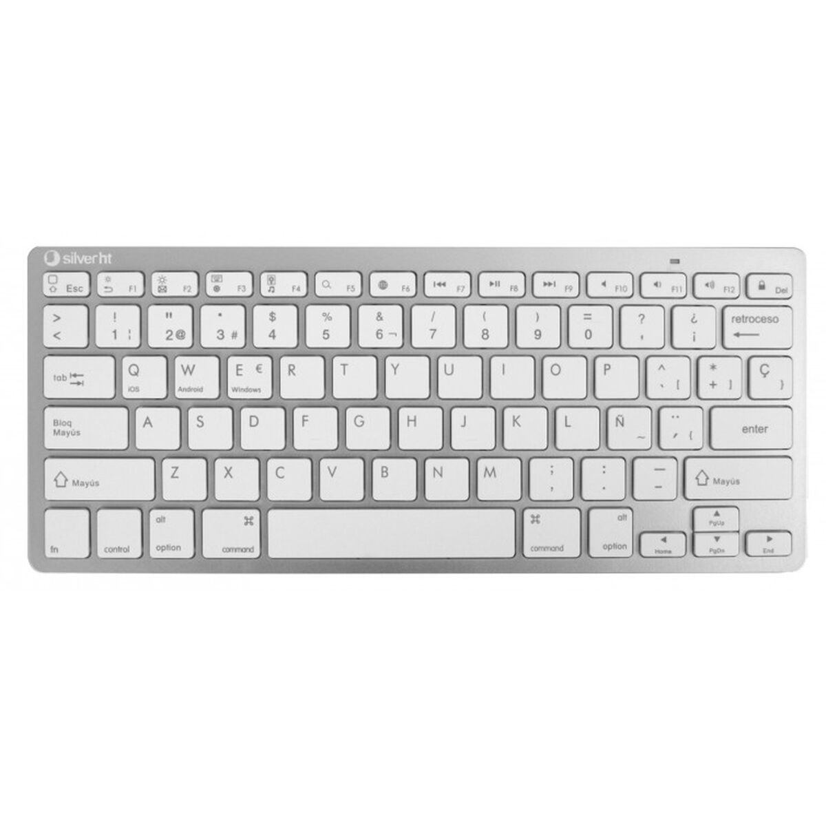 Tastatură Silver HT Teclado Inalámbrico Colors Edition - Blanco Qwerty Spaniolă Argintiu