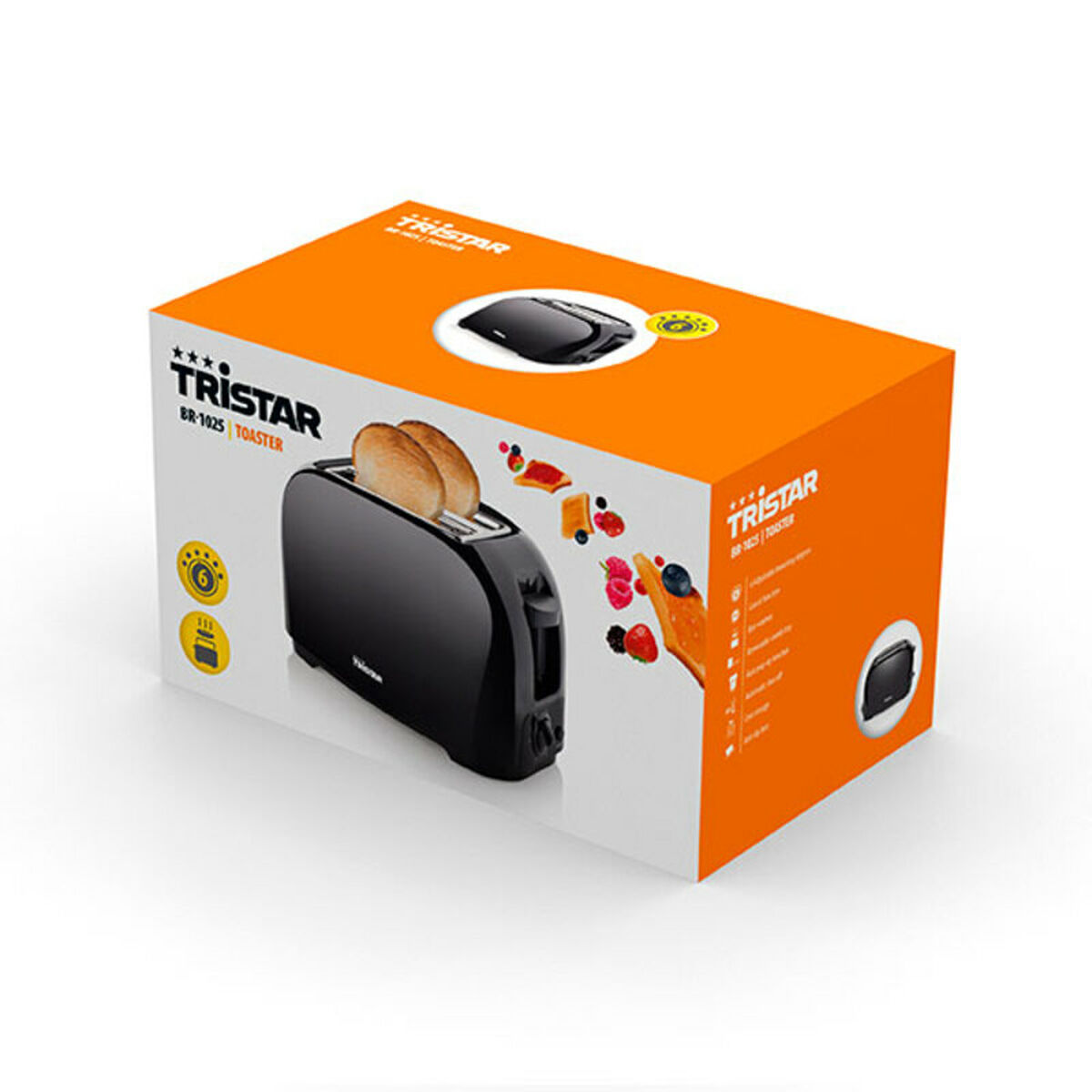 Prăjitor de Pâine Tristar BR-1025 Tostadora Negru 800 W