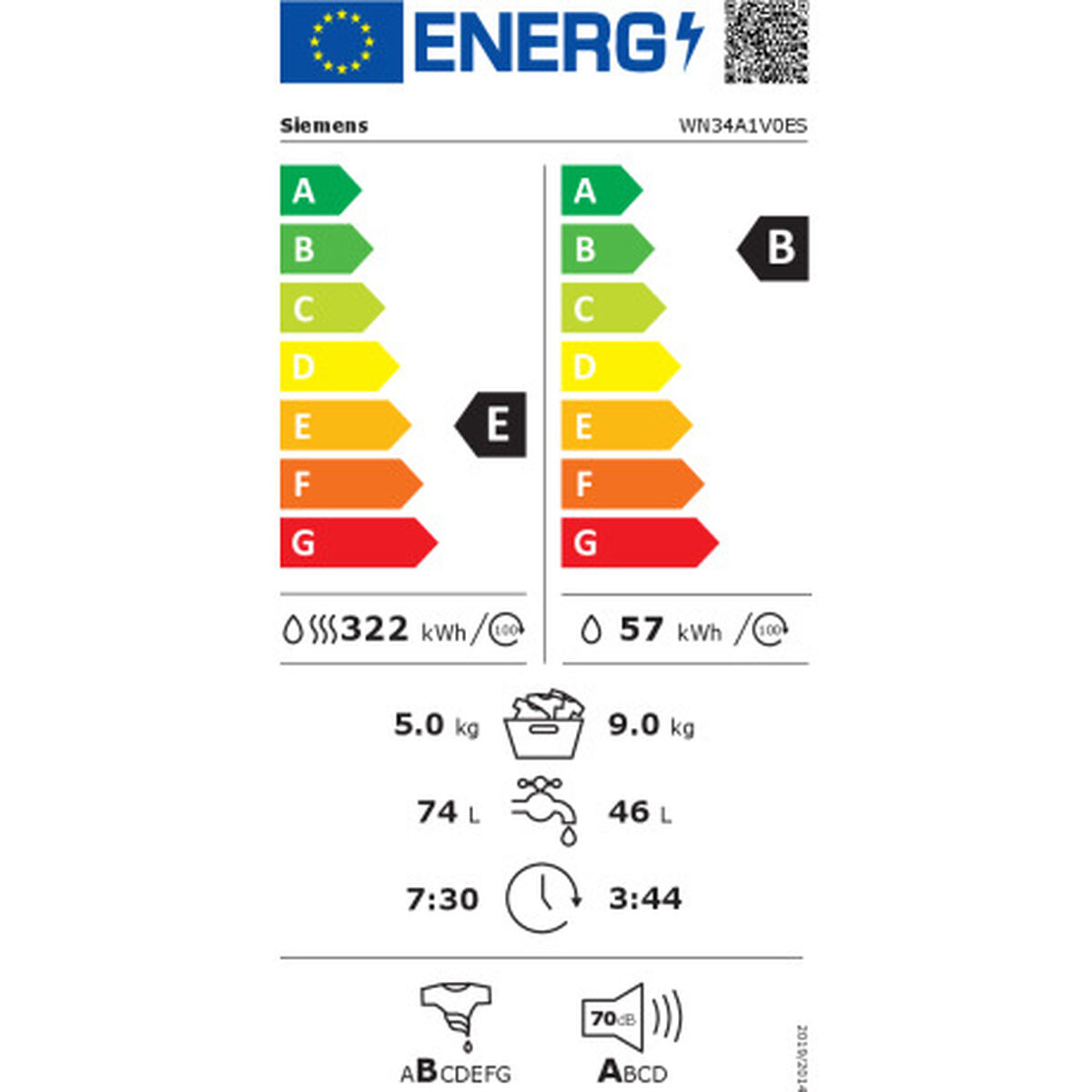 Washer - Dryer Siemens AG WN34A1V0ES 1400 rpm 5 kg 9 kg