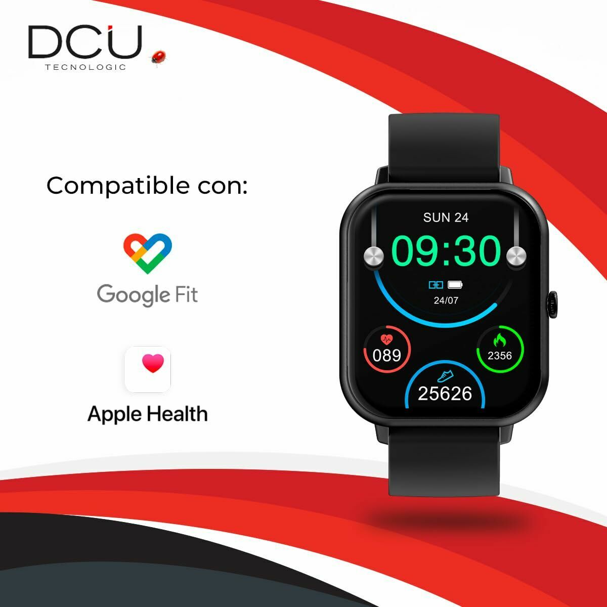 Smartwatch DCU CURVED GLASS PRO 1,83" Negru