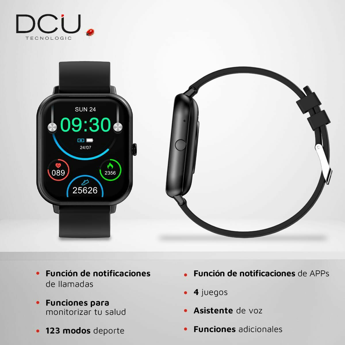 Smartwatch DCU CURVED GLASS PRO 1,83" Negru