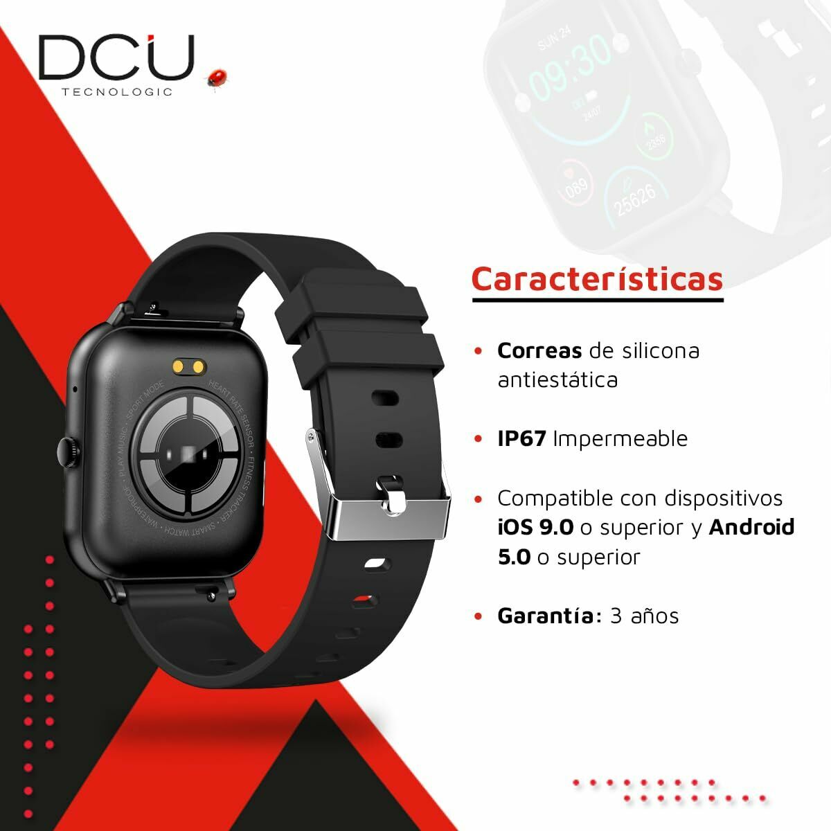 Smartwatch DCU CURVED GLASS PRO 1,83" Negru