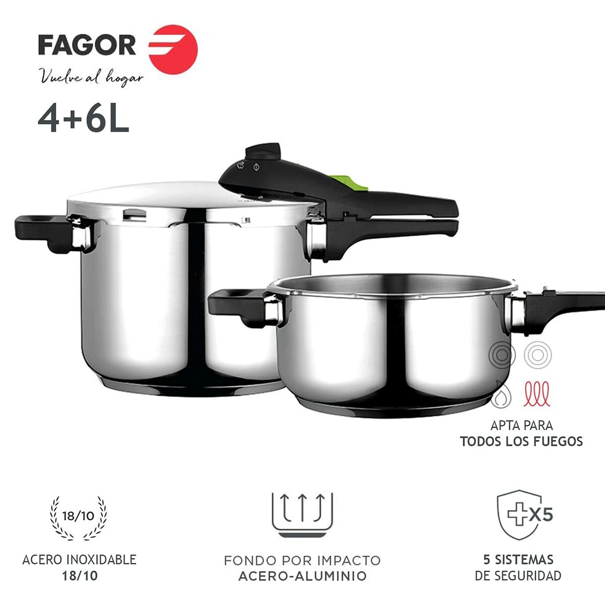 Set de Oale sub Presiune Fagor Oțel inoxidabil 10 L 2 Piese