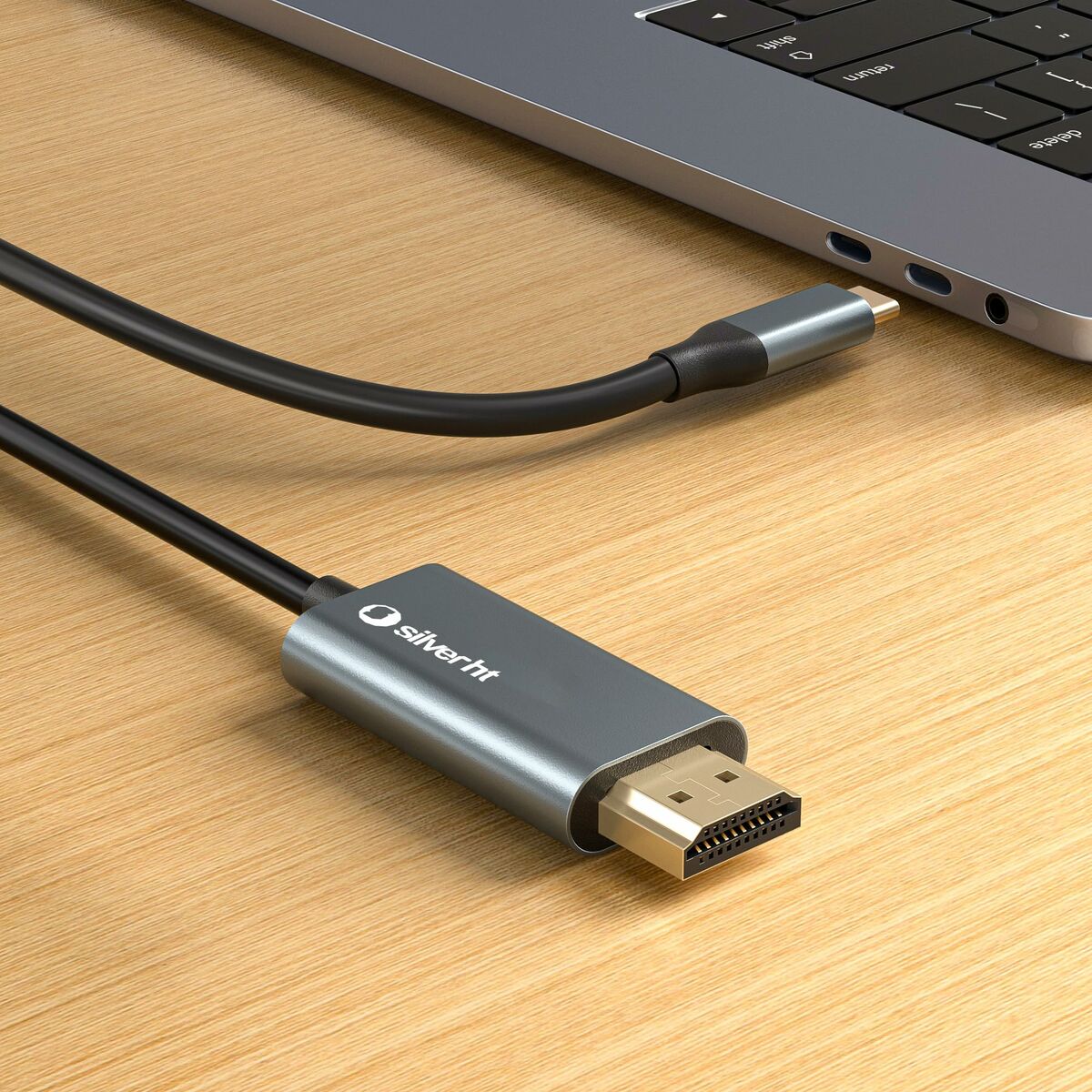 Cablu USB-C la HDMI Silver HT LOGAN Negru