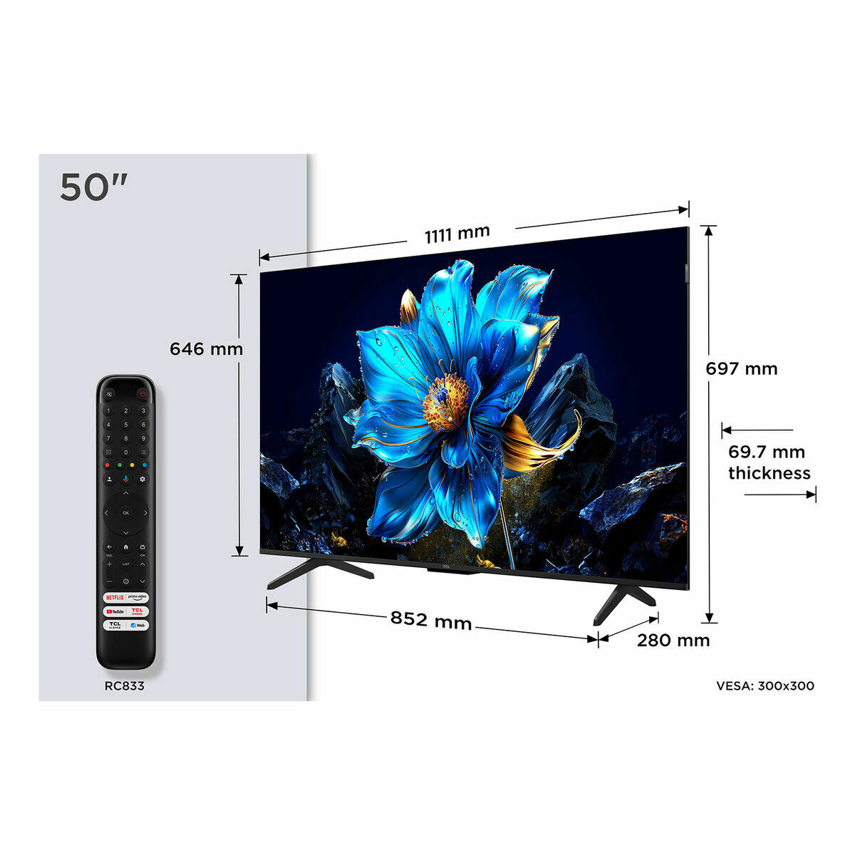 Smart TV TCL 50P7K 50" 4K Ultra HD HDR QLED