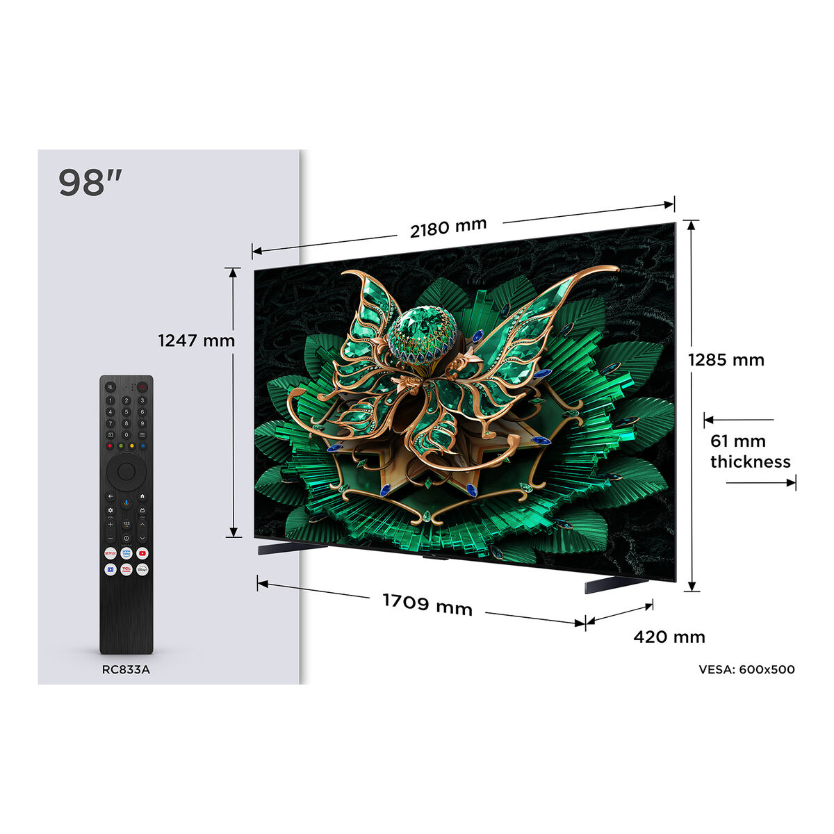 Smart TV TCL 98C7K 98" 4K Ultra HD HDR QD Mini LED