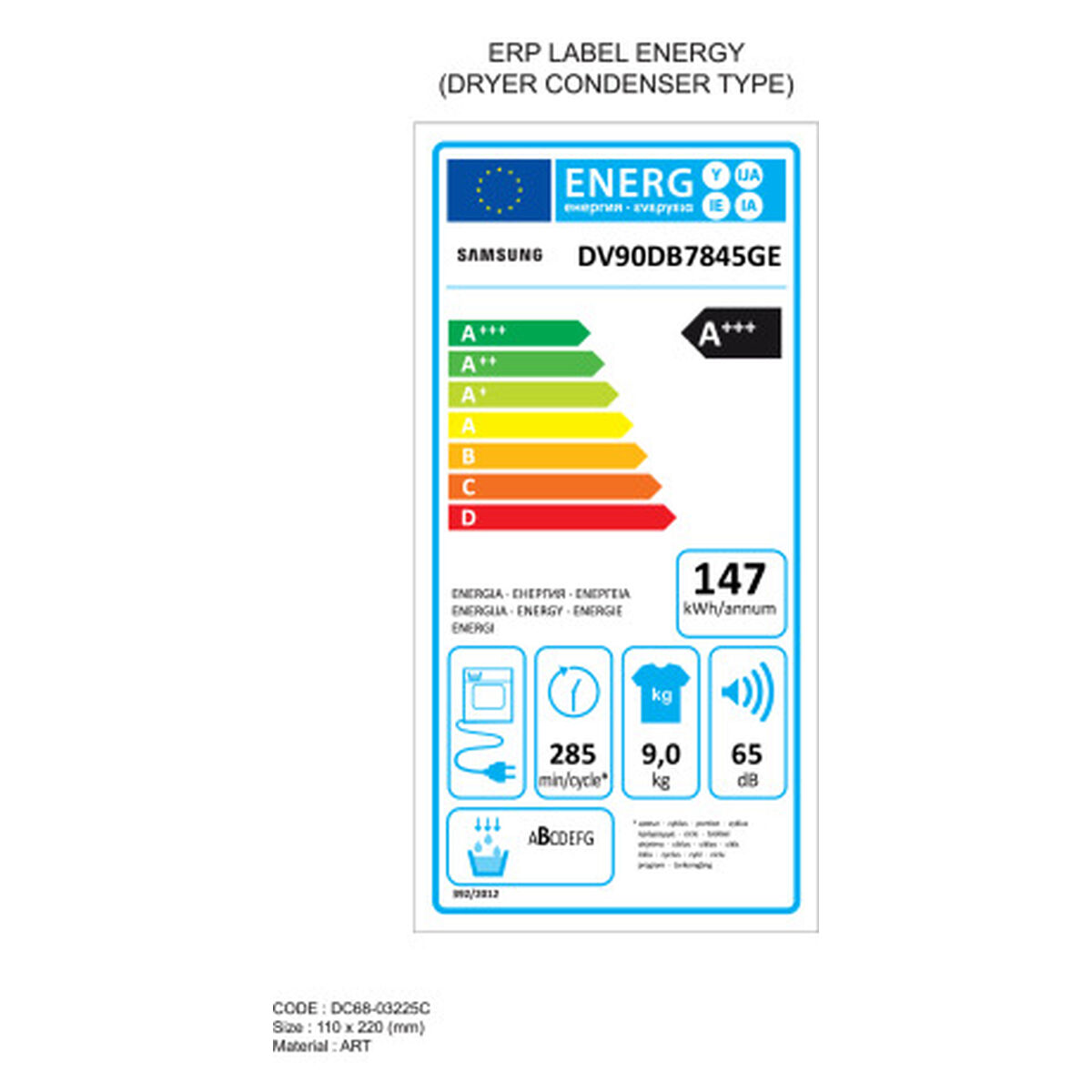 Uscător de condens Samsung DV90DB7845GEU3 9K Alb 9 kg
