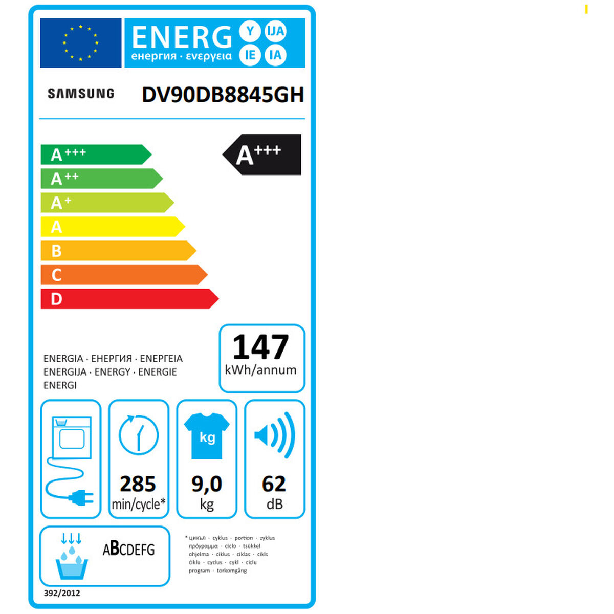 Uscător de condens Samsung DV90DB8845GHU3 Alb 9 kg