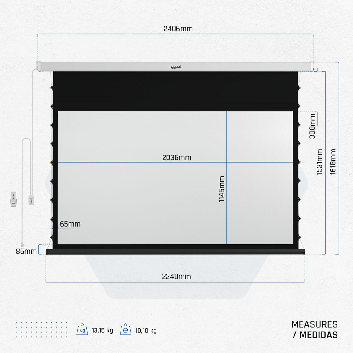 Ecran Electric de Perete iggual IGG319680 92"