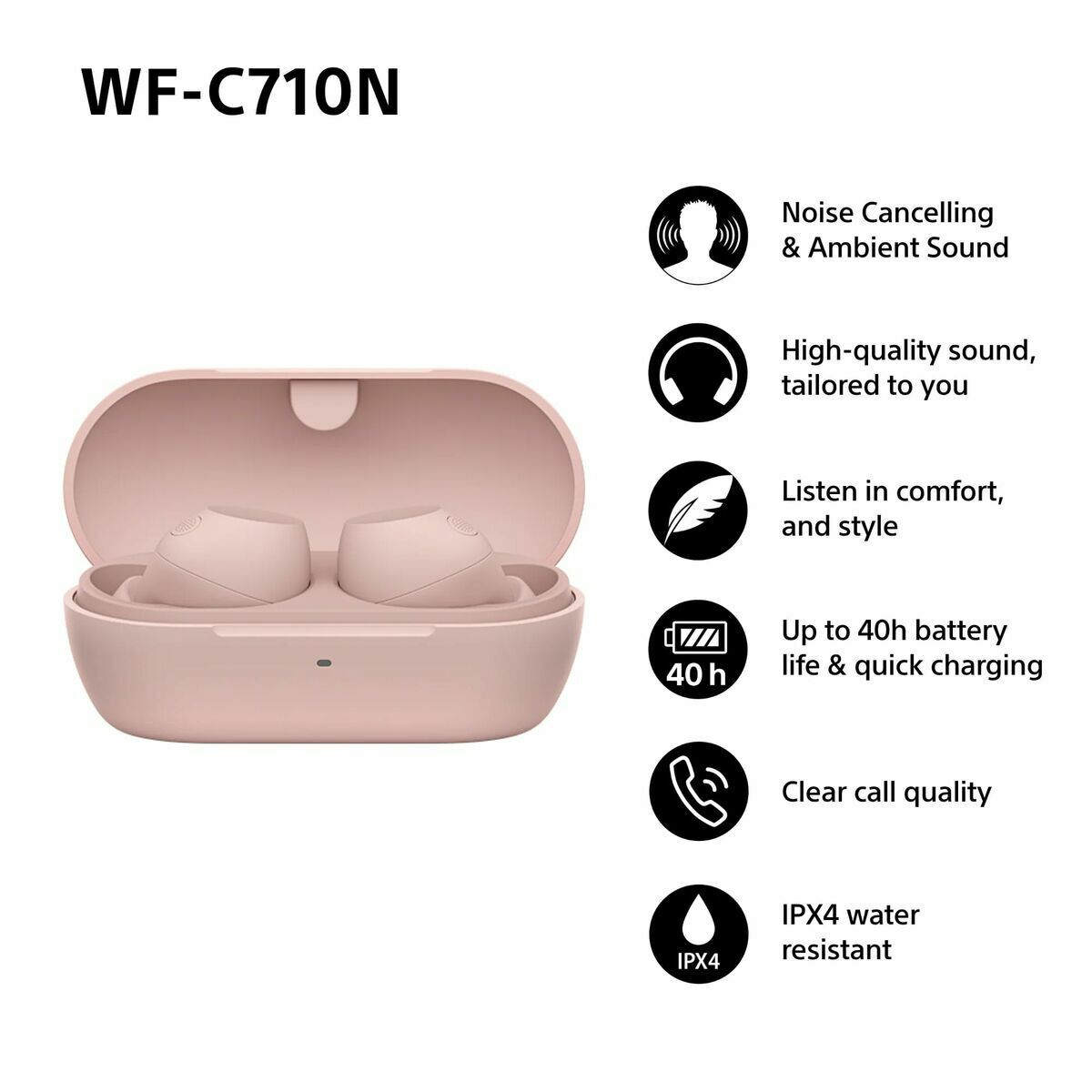 Căști Sony WF-C710NP Roz