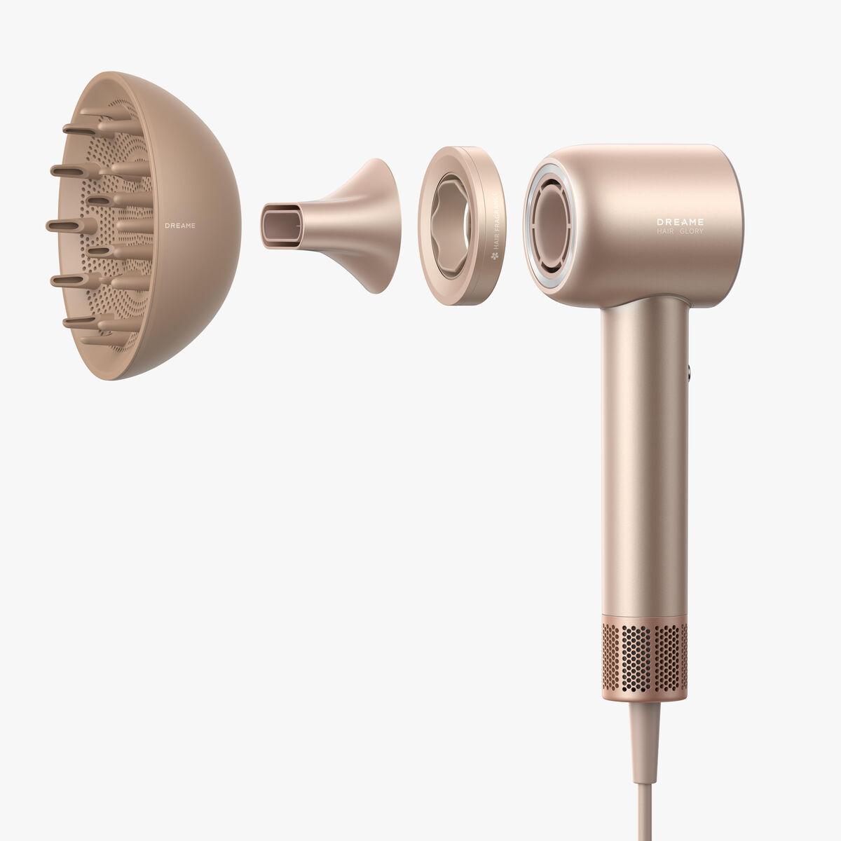 Dreame Uscător de Păr Glory Mix 1600W Ionic, 3 Duze Magnetice, Auriu