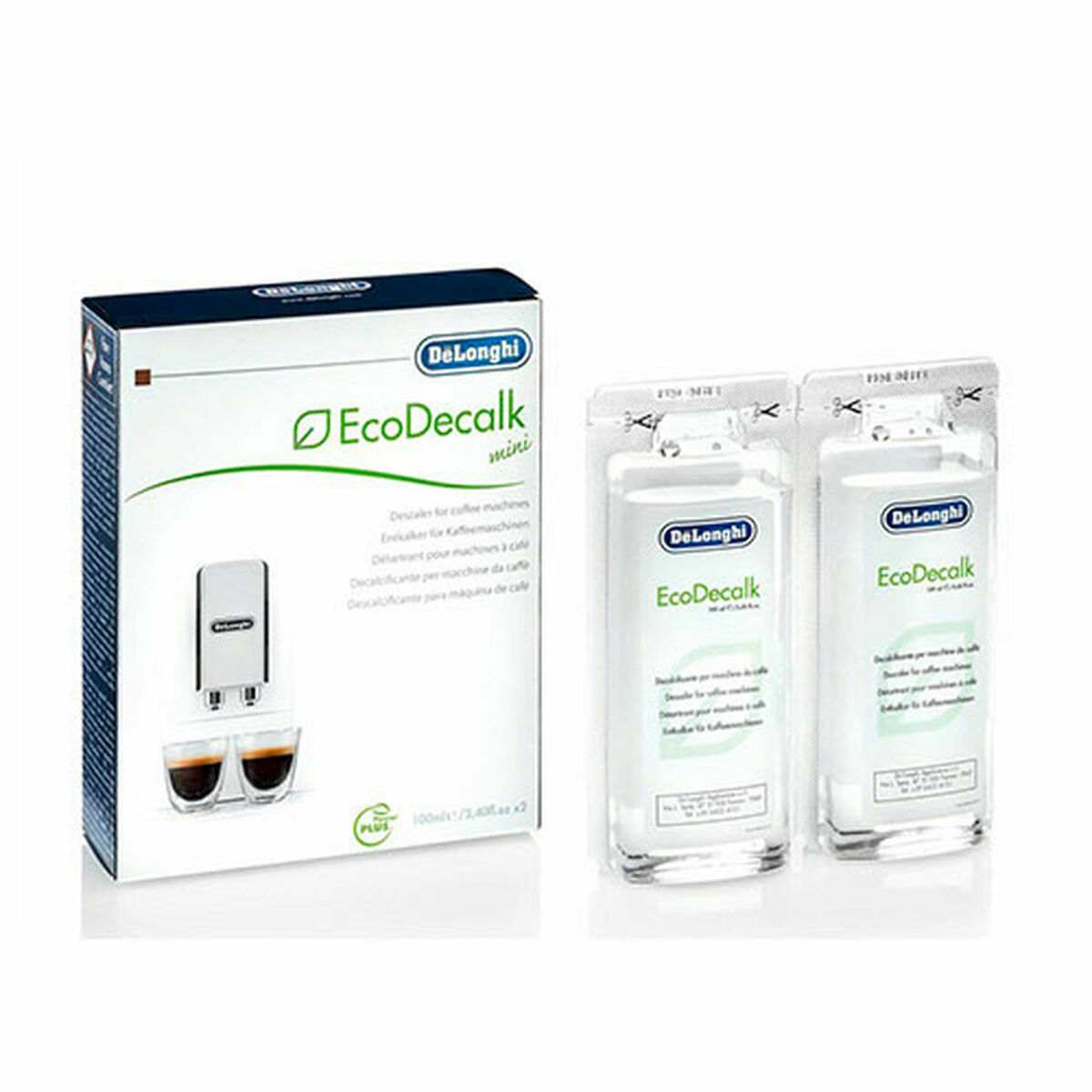 Decalcificator DeLonghi EcoDecalk 2x100ml 2 x 100 ml Aparat pentru Dedurizarea Apei pentru Cafetiere