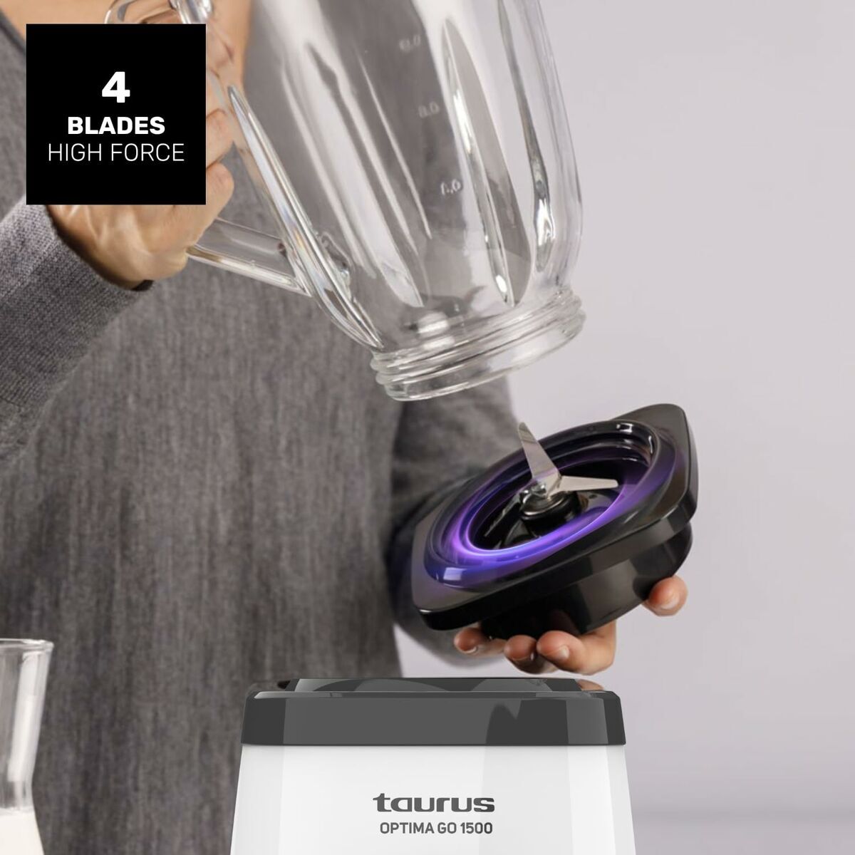 Mixer cu Pahar Taurus 912471000 Alb Negru 1500 W 1,5 L