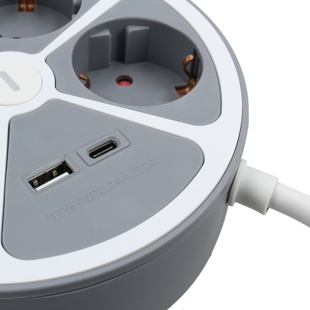 Placă de Circuit Prize 3 puncte de conectare cu întrerupător TM Electron TMUAD554CB Alb Gri 3680 W 30 W (1,5 m)