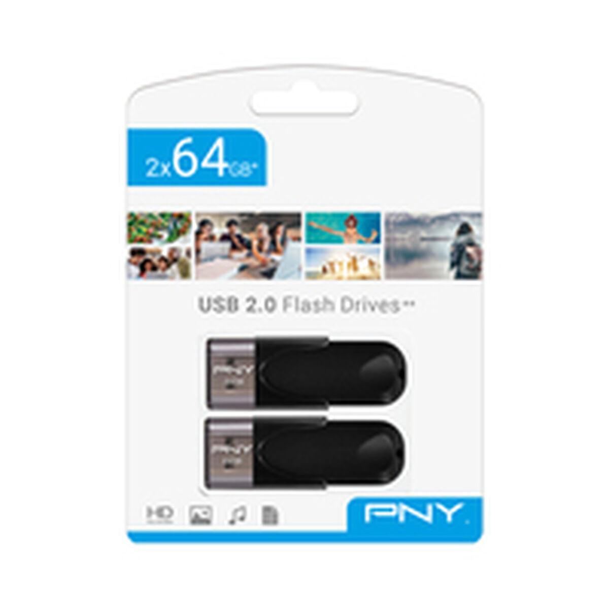 Memorie USB PNY FD64GATT4X2-EF Negru 64 GB (2 Unități)