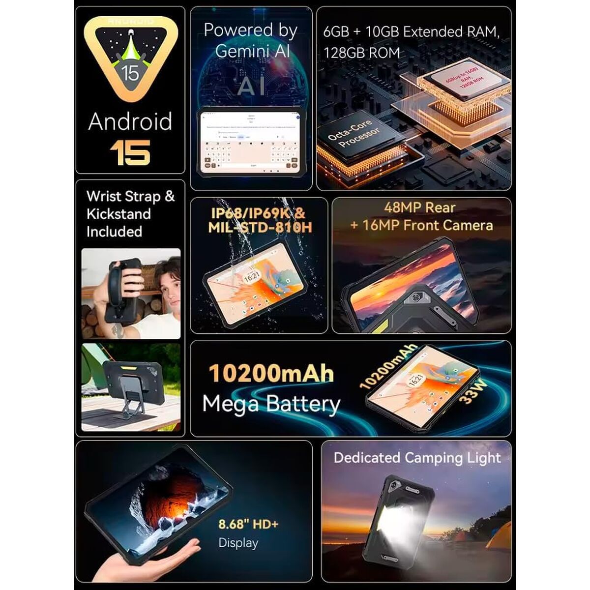 Tabletă Cubot KING KONG MINI 6 GB RAM 128 GB 8,7" Negru