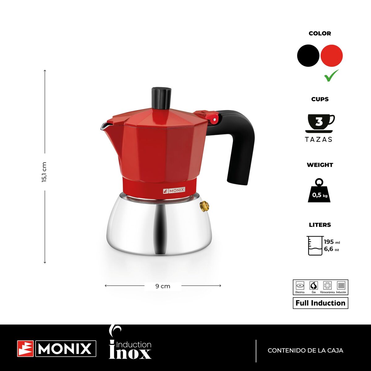 Cafetieră Italiană BRA INOX RED 3T Roșu