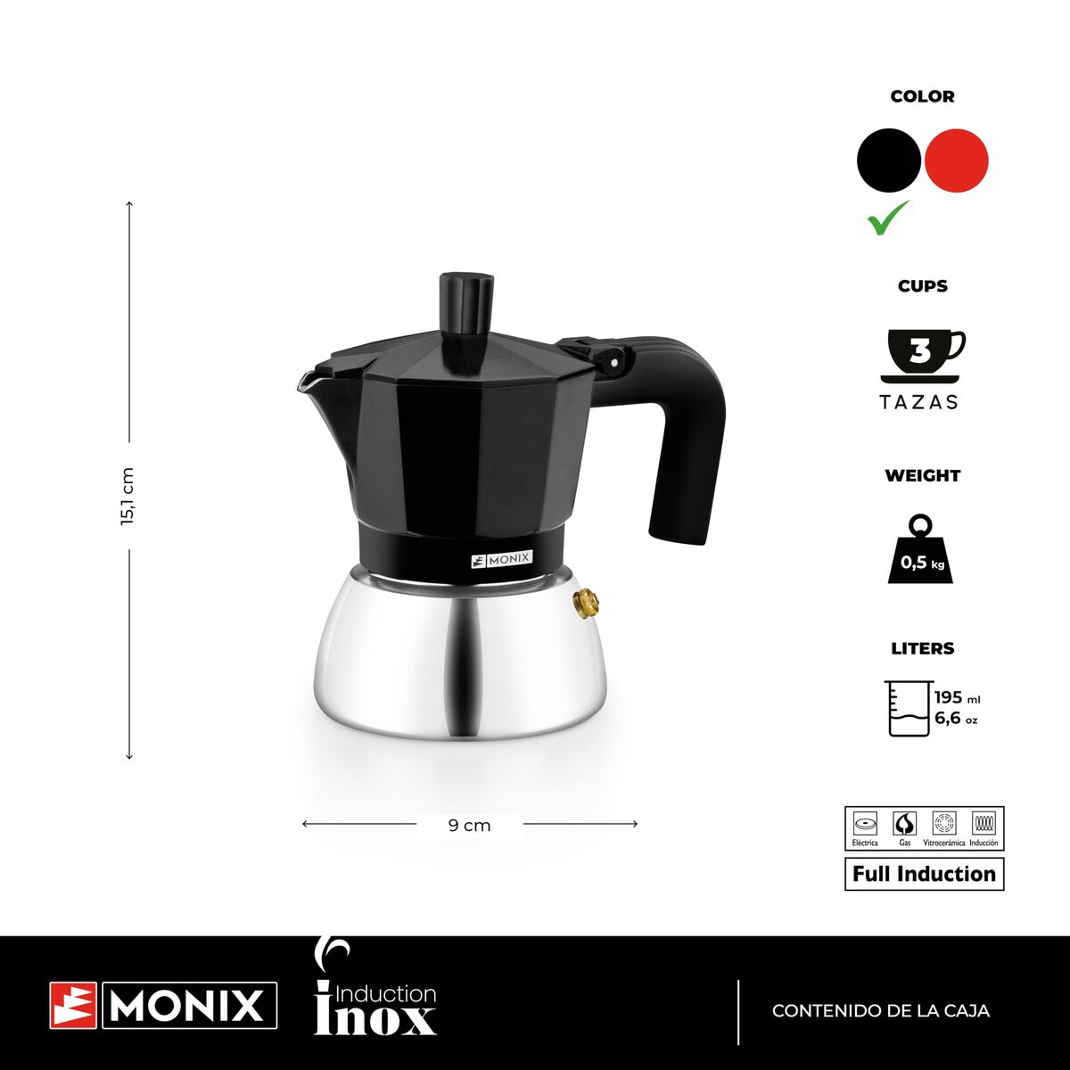 Cafetieră Italiană BRA INOX BLACK 3T Negru