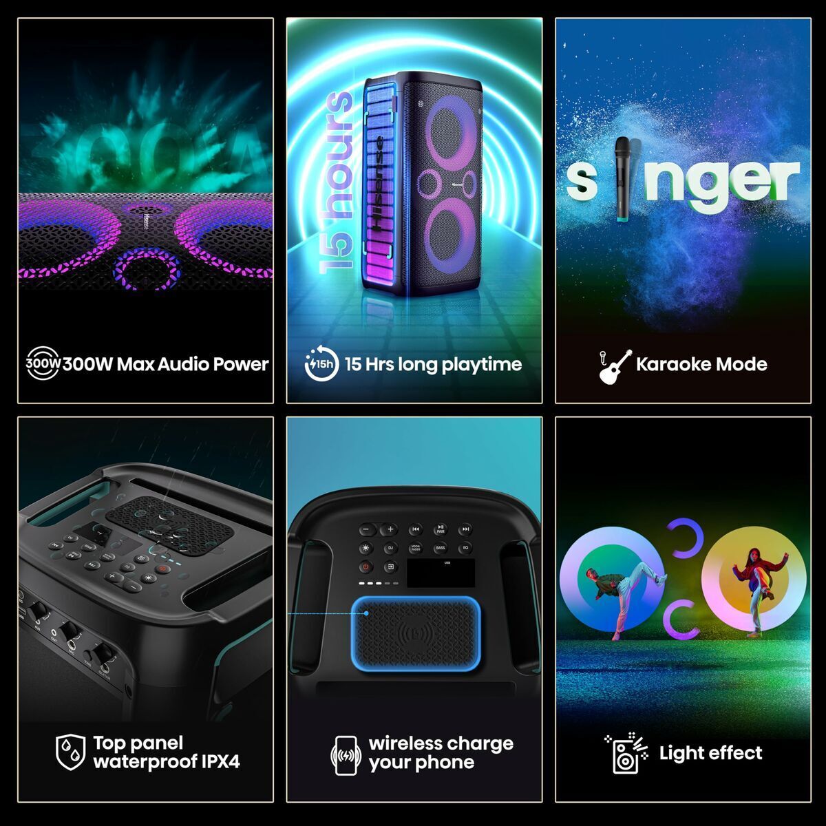 Difuzor Bluetooth Portabil Hisense PARTY STORM Negru 300 W