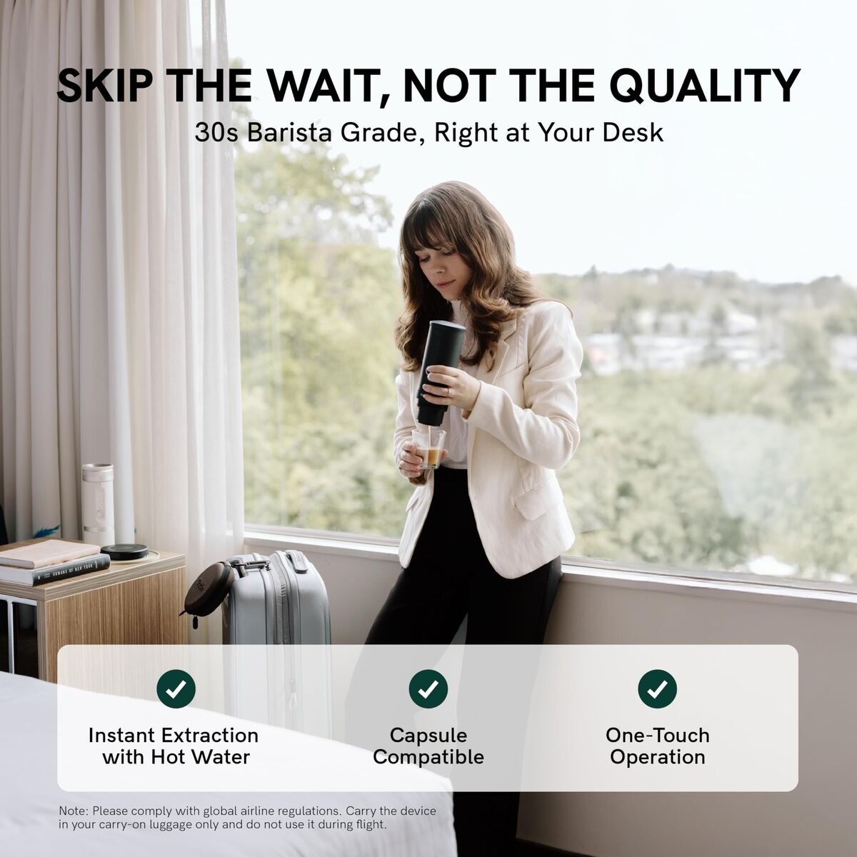 Cafetieră Portabilă Outin OUTINWHITE Alb Oțel inoxidabil 50 ml 80 ml