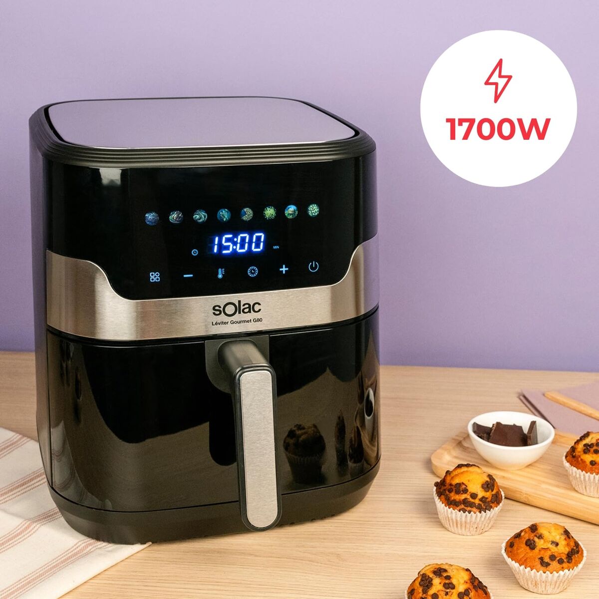 Friteuză cu Aer Solac Negru 1700 W 8 L