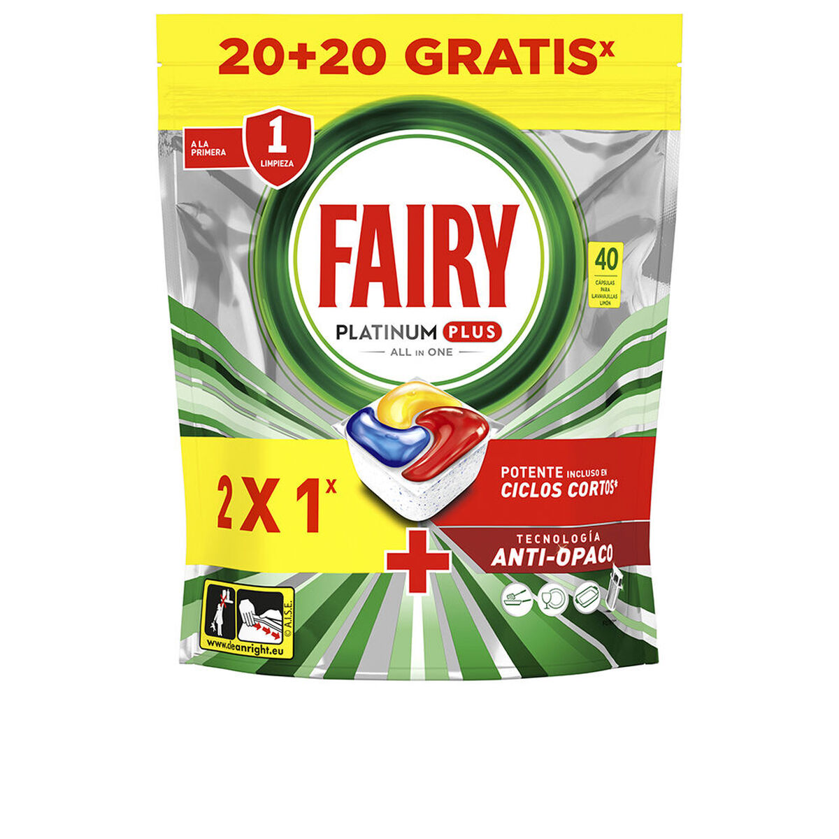 Pastile pentru Mașina de spălat vase Fairy FAIRY PLATINUM PLUS Lămâie (40 Unități)