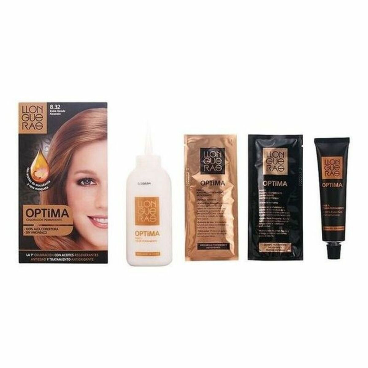 Vopsea Fără Amoniac Llongueras Optima Nº 8.32-Light Blond Natural (1 Unități)