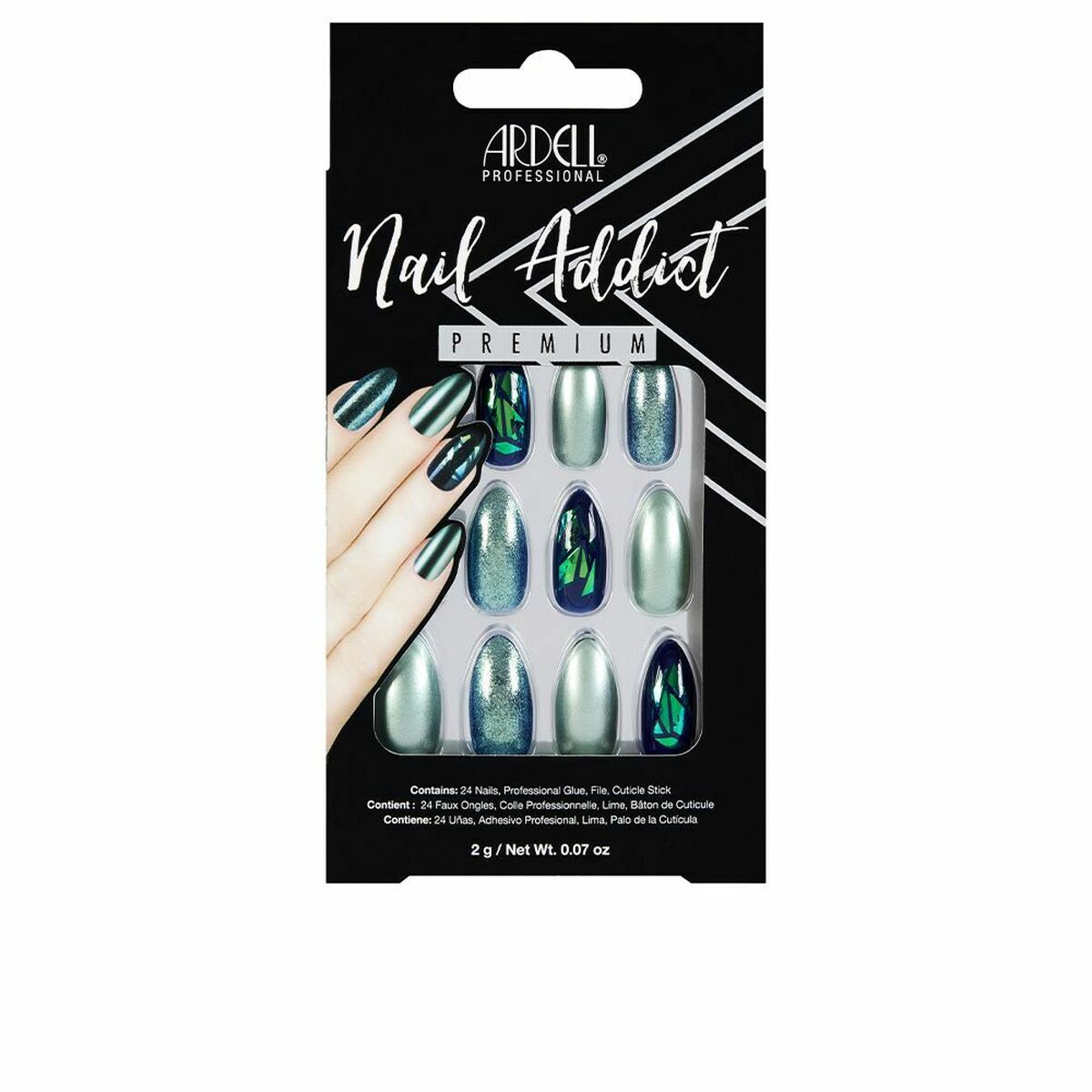 Unghii false Ardell 75887 Green Glitter Chrome (1 Unități)