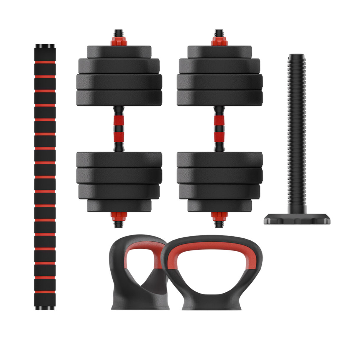 Kit Kettlebell și Dumbbell KSIX Negru 20 kg 19 Piese