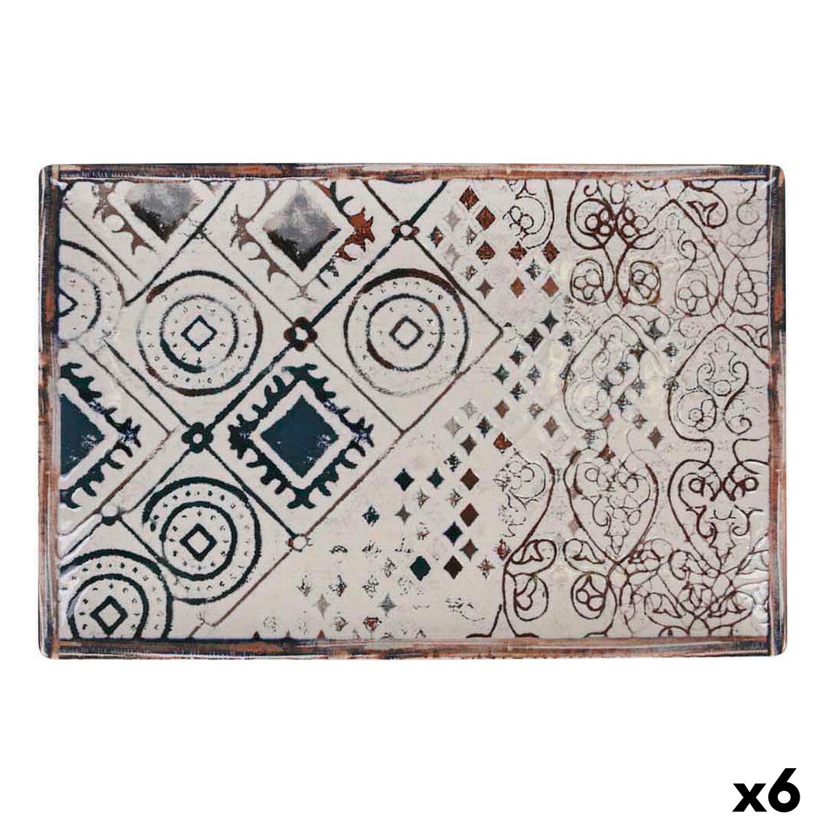 Platou pentru Servire La Mediterránea Grecia Porțelan Dreptunghiular 30 x 20 x 2,5 cm (6 Unități)