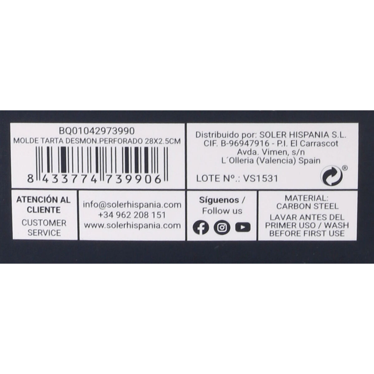 Formă de tort Quttin 28 x 3 cm Găurit Demontabil (12 Unități)