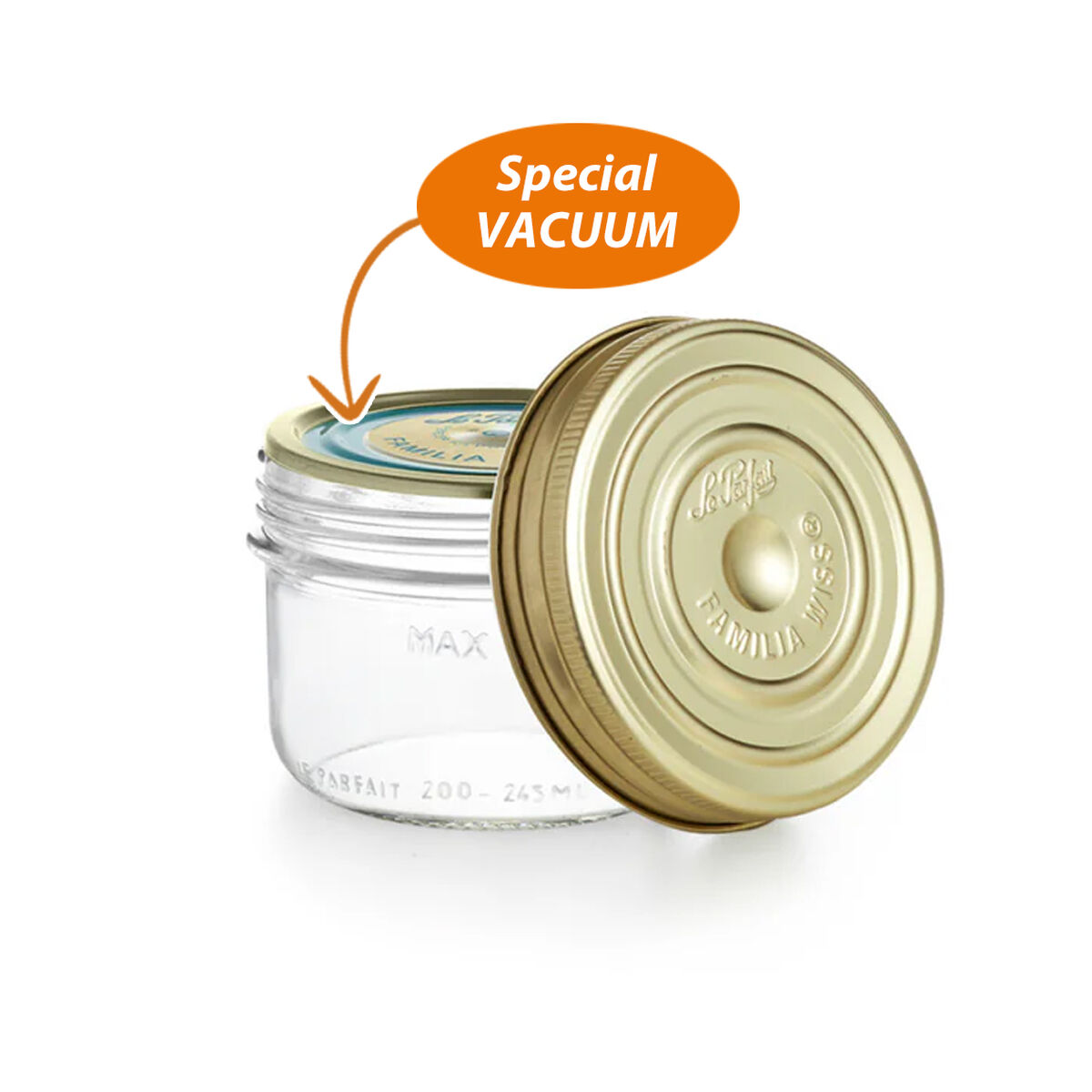 Borcan Le Parfait Wiss Transparent Auriu* 350 ml Ermetic (6 Unități)