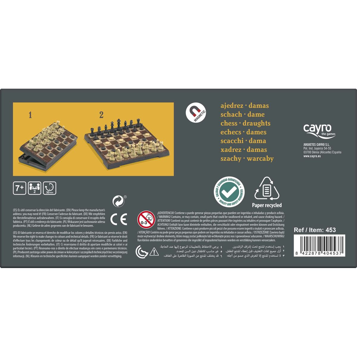 Tablă de Șah și Dame Cayro 453 Plastic Magnetic