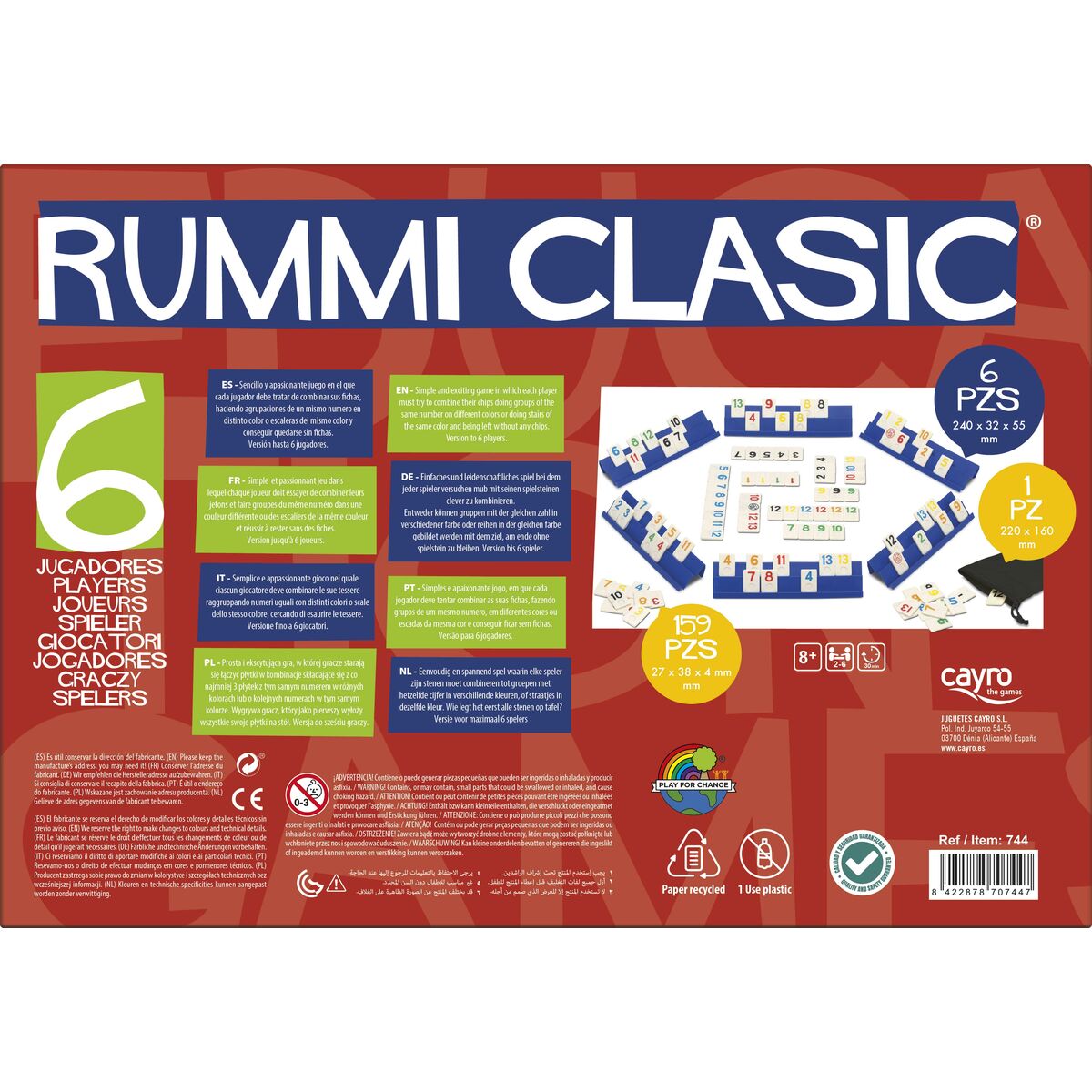 Joc de Masă Rummi Classic Cayro (ES-PT-EN-FR-IT-DE) (ES-PT-EN-FR-IT-GR) (35 x 26 x 6 cm)