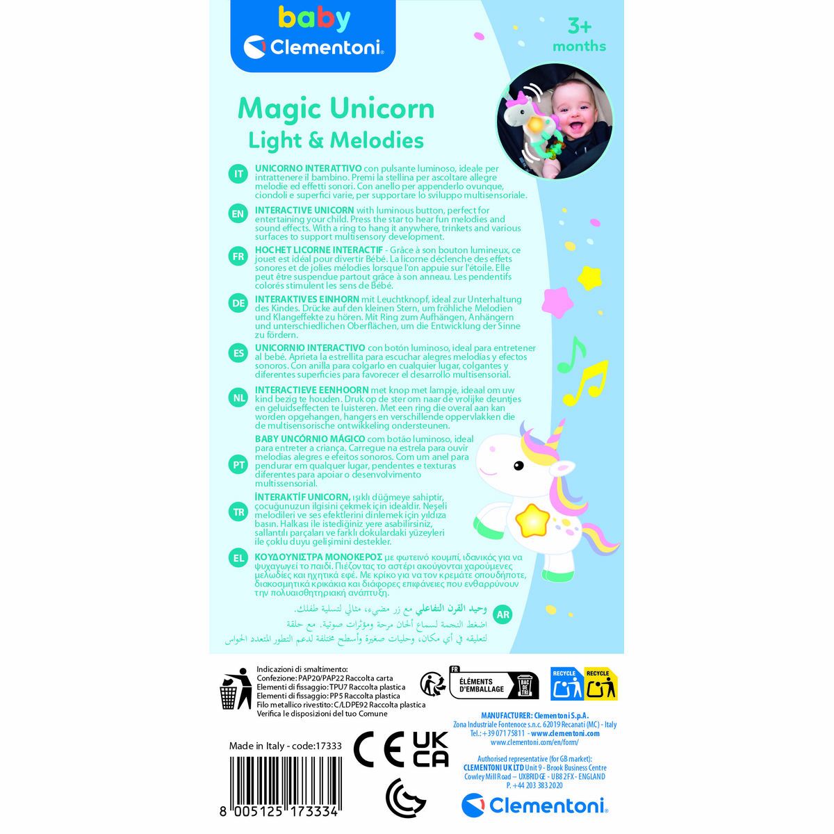 Zornăitoare cu Sunet Magic Unicorn Clementoni 17333