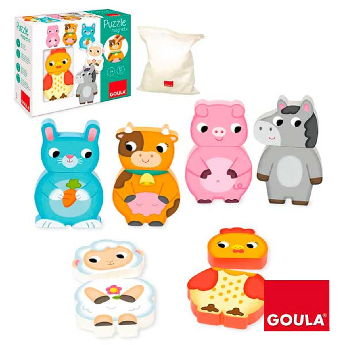 Puzzle din Lemn Personalizabil Goula Goula 455245 (12 pcs)