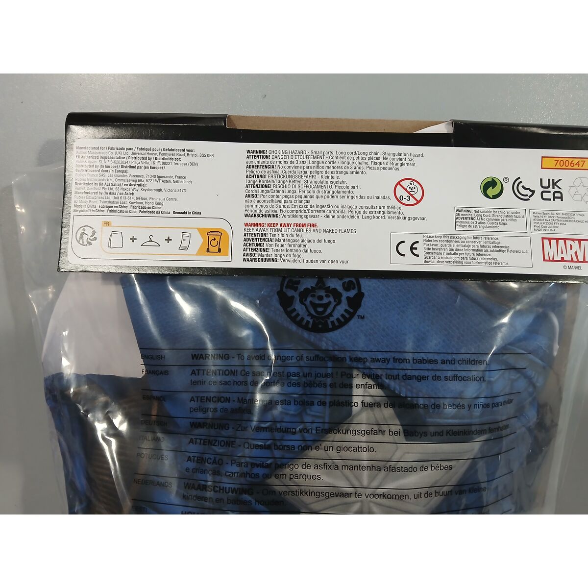 Costum Deghizare pentru Copii Captain America Avengers Rubies 700647_L Albastru Alb Roșu Argintiu L