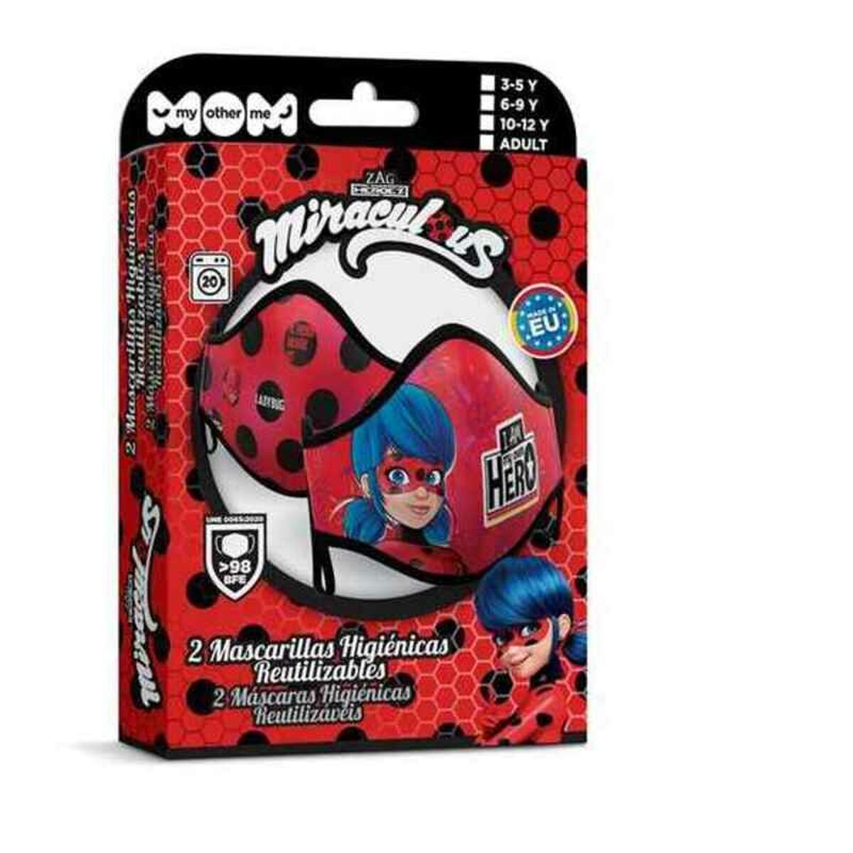 Mască igienică de pânză reutilizabilă Ladybug Premium 3-5 ani