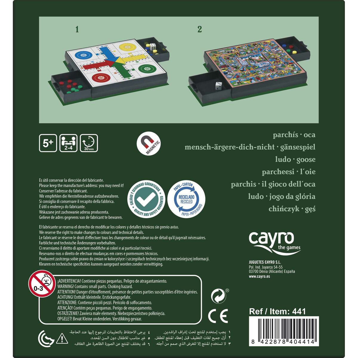 Tablă de Parchís și Oca Cayro 441 Magnetic