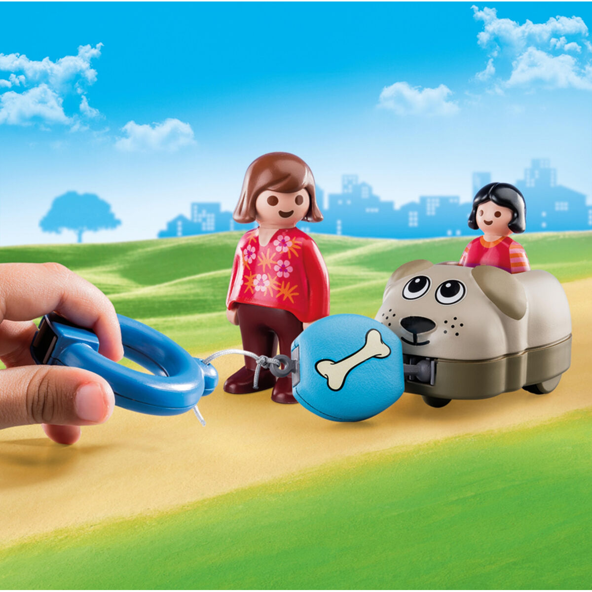 Playset Playmobil 1.2.3 Câine Băieți 70406 (6 pcs)