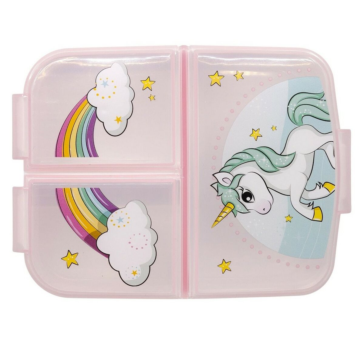 Cutie de prânz cu compartiment pentru tacâmuri  Stor Unicorn Rainbow (6,7 x 16,5 x 19,5 cm)