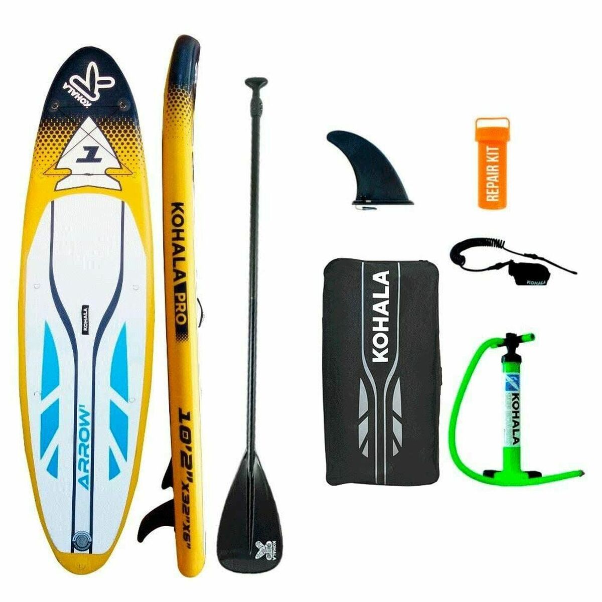 Placă gonflabilă de paddle surf cu accesorii Kohala Arrow 1 Galben (310 x 81 x 15 cm)