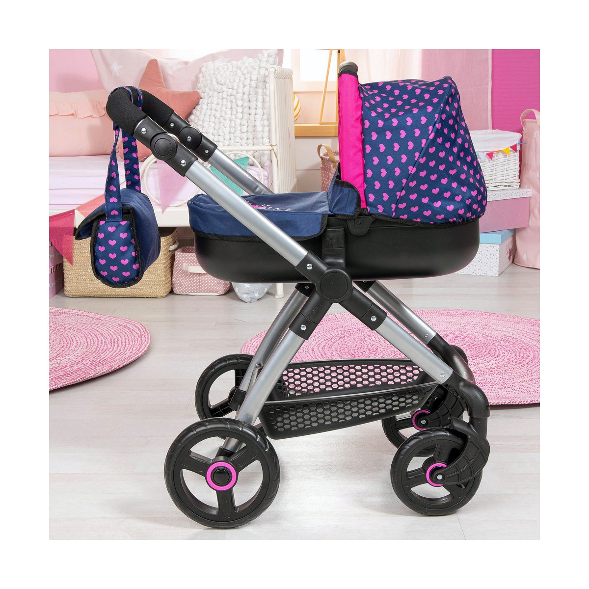 Cărucior pentru Păpuși Reig Stule Pram Bleumarin 63 cm