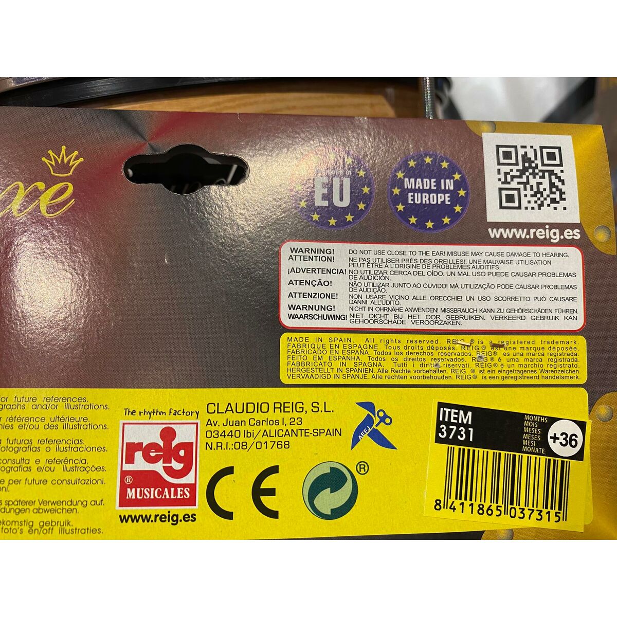 Jucărie muzicală Reig Cilindru Ø11 x 25 cm Plastic 11 x 25 cm