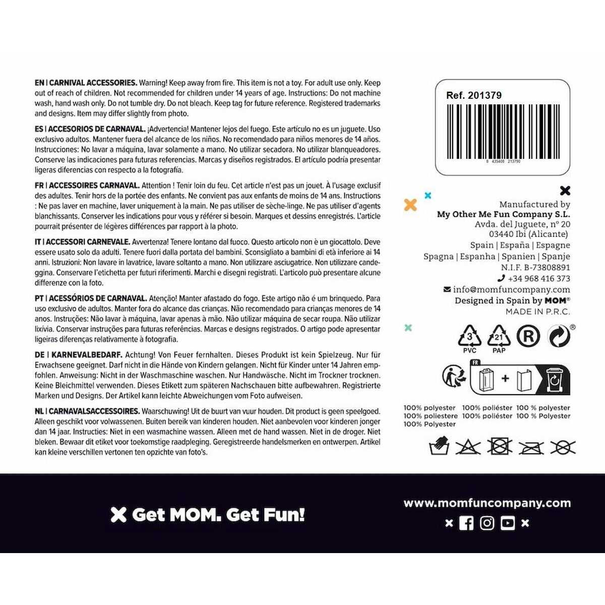 Perucă cu Păr Creț My Other Me Albastru Clovn