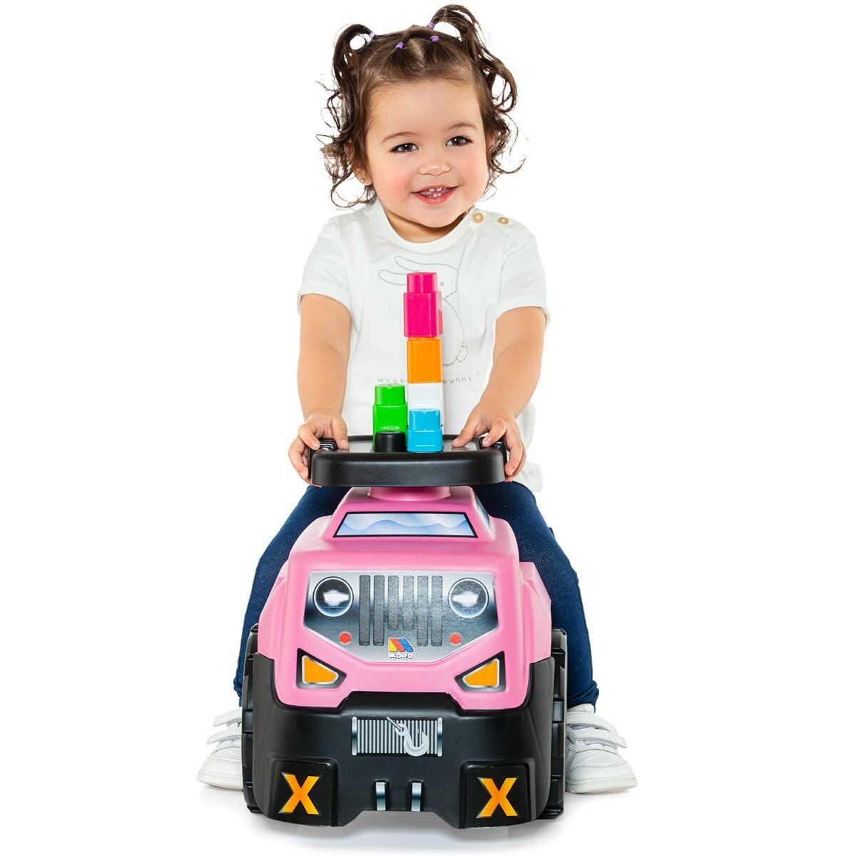 Mașină-Premergător Moltó 3x1 Wheels & Blocks 10 Piese 89 cm Roz