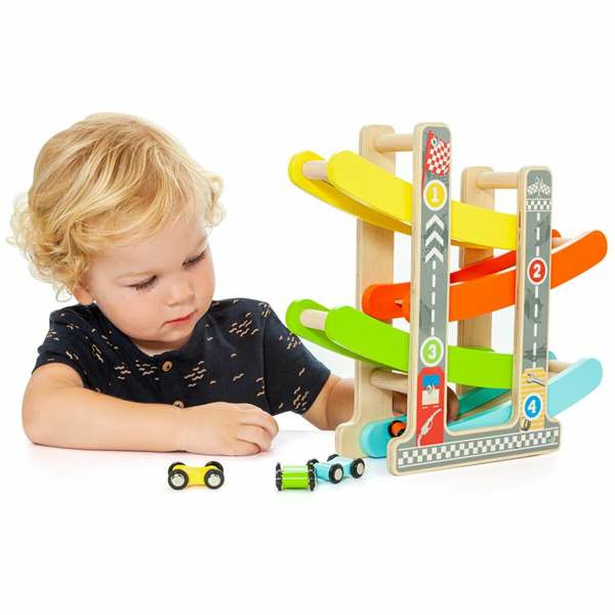 Pistă din lemn cu rampe pentru mașini Moltó