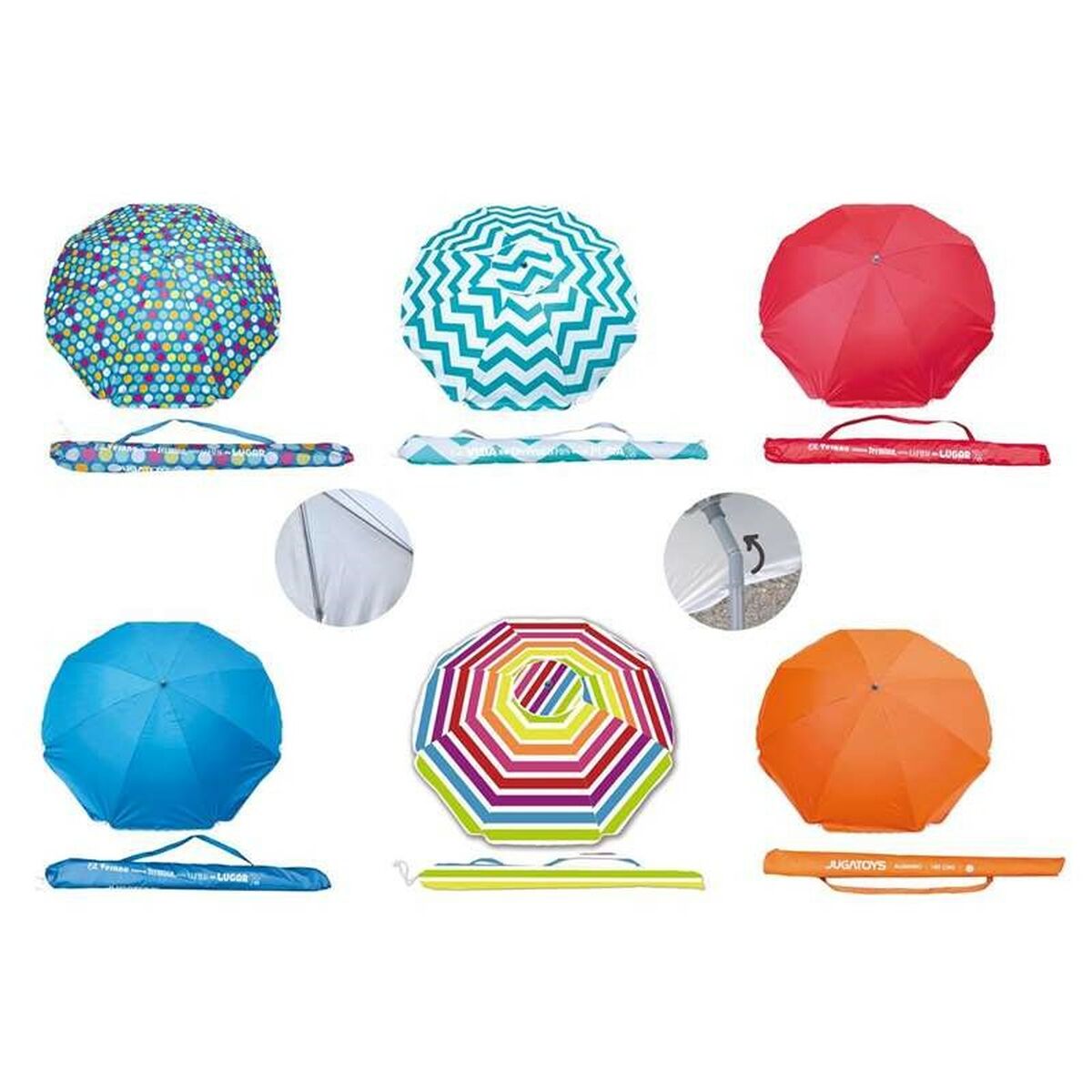 Slunečník Oxford Protecție UV Ø 220 cm 8 Tije Aluminiu