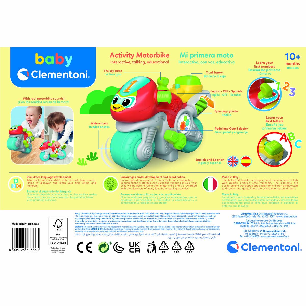 Motocicletă fără Pedale Clementoni Multicolor 30 x 21 x 13 cm